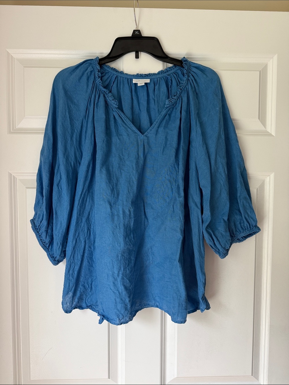 J. Jill Teal-Blue Peasant Tunic - V-Neck 3/4 Sleeve